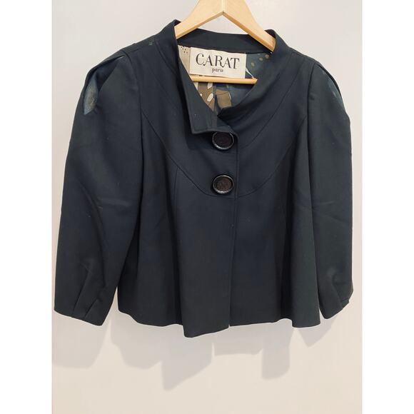 Carat Paris Jacket size 38 bust 34   French shrunken black blazer - Picture 2 of 13